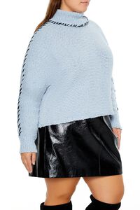 BLUE/BLACK Plus Size Whipstitched Turtleneck Sweater, image 4