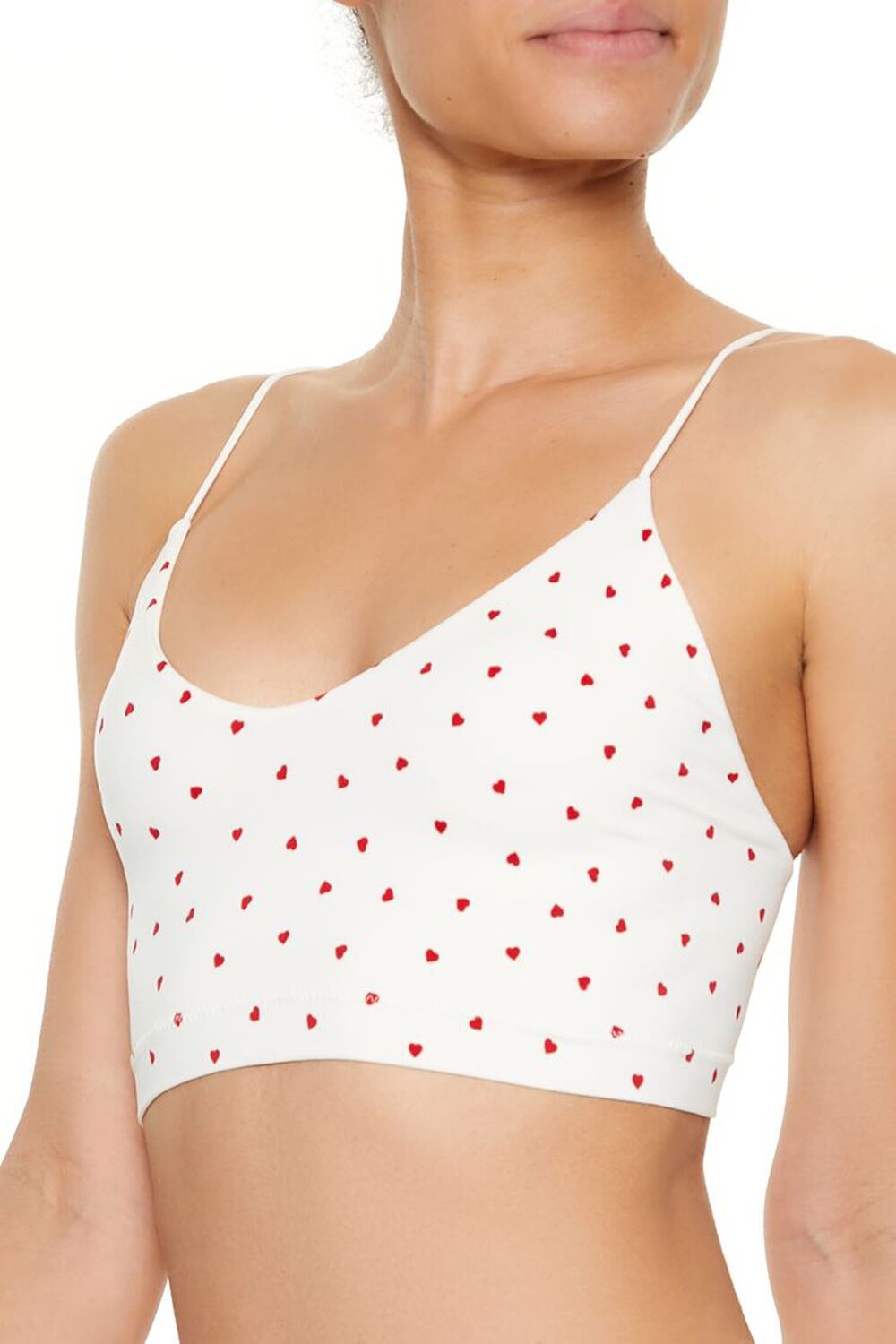 WHITE/RED Seamless Heart Print Bralette, image 3