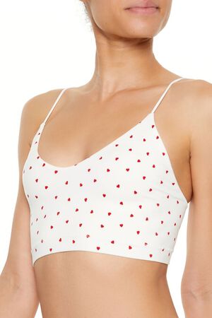 WHITE/RED Seamless Heart Print Bralette, image 3