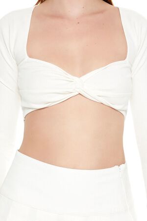 WHITE Cutout Sweetheart Crop Top, image 3