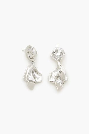 SILVER Hammered Abstract Drop Earrings, image 3