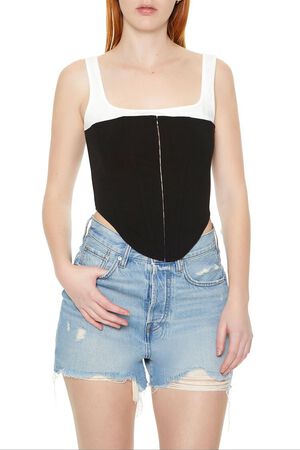 BLACK/WHITE Lace-Up Corset Combo Top, image 1