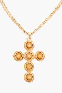 GOLD Layered Faux Gem Cross Necklace, image 2
