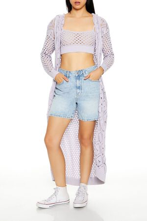 WISTERIA Open-Knit Cardigan Sweater & Cropped Cami Set, image 1
