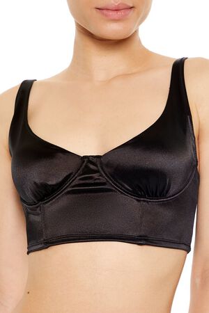 BLACK Satin Hook-and-Eye Bra, image 2