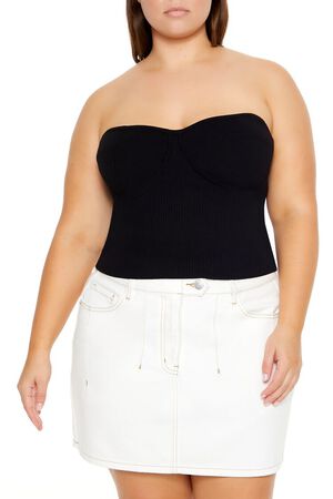 PINK Plus Size Sweater-Knit Tube Top, image 1