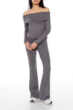 GREY Foldover Off-the-Shoulder Top, image 2