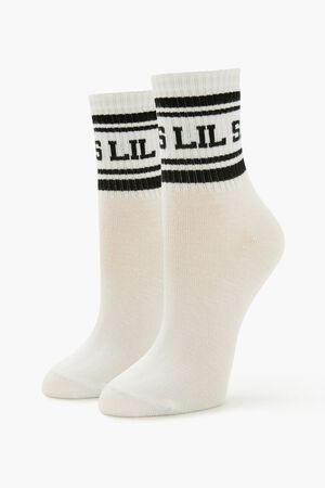 WHITE/BLACK Big Sis Lil Sis Crew Socks Set - 2 pack, image 1