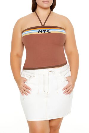 CAROB/MULTI Plus Size NYC Halter Crop Top, image 1