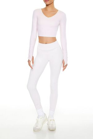 BLOSSOM Active Ruched Thumbhole Crop Top, image 2