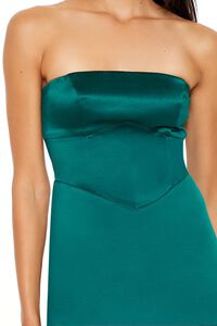 EMERALD Strapless Satin Lace-Up Mini Dress, image 5
