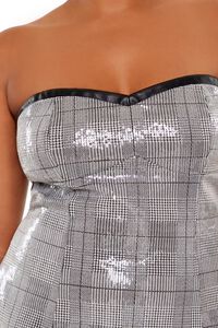 BLACK/MULTI Plus Size Sequin Plaid Mini Dress, image 5
