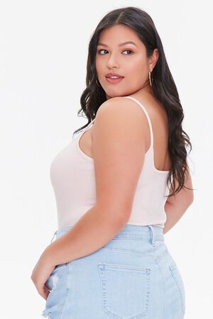 DUSTY PINK Plus Size Basic Cami Bodysuit, image 2
