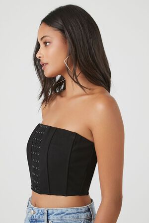 BLACK Hook-and-Eye Cropped Tube Top, image 2
