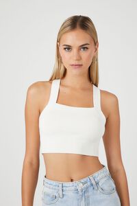 WHITE Sweater-Knit Crisscross Tank Top, image 1