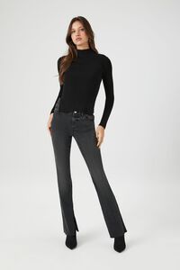 BLACK Ribbed Mock Neck Sweater, image 4