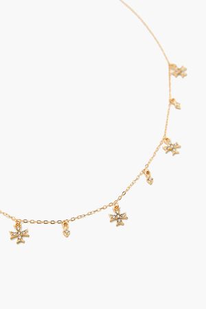 GOLD/CLEAR Rhinestone Cross Charm Necklace, image 2