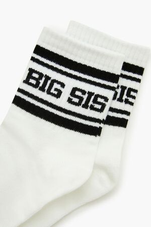 WHITE/BLACK Big Sis Lil Sis Crew Socks Set - 2 pack, image 3