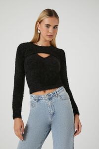 BLACK Fuzzy Cami & Bolero Set, image 1