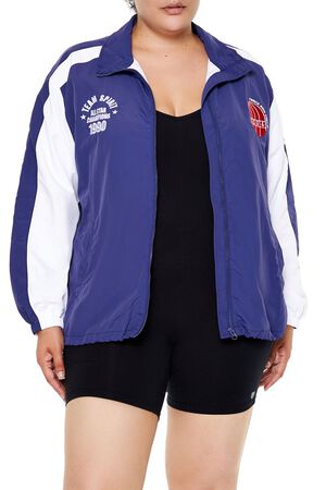 DARK BLUE/MULTI Plus Size Track & Field Zip-Up Jacket, image 1