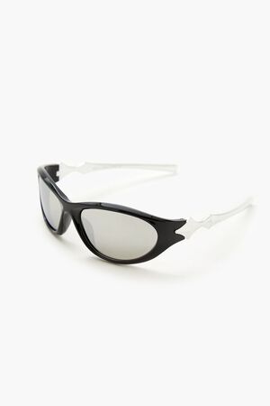 BLACK/SILVER Oval Frame Sunglasses, image 2