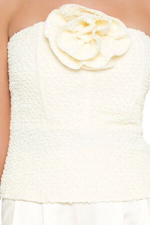 CREAM Rosette Peplum Tube Top, image 3