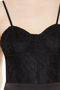 BLACK Satin & Lace Bustier Jumpsuit, image 4