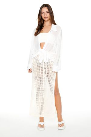 JET BLACK Sheer Crochet Maxi Skirt, image 1