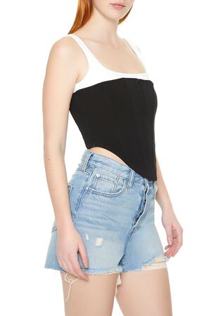 BLACK/WHITE Lace-Up Corset Combo Top, image 2