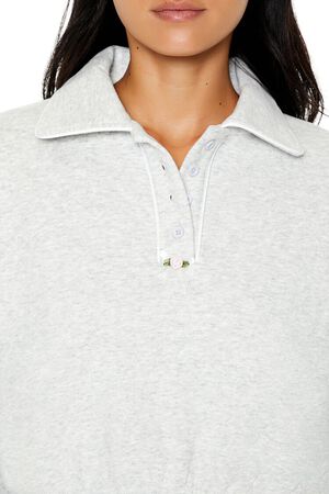 HEATHER GREY Cropped Fleece Rosette Pullover, image 3
