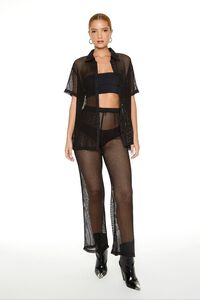 BLACK Sheer Crochet Shirt & Pants Set, image 7