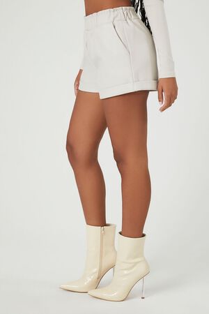 ALMOND Faux Leather High-Waist Shorts, image 3