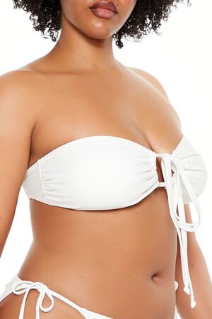 WHITE Plus Size Convertible Bandeau Bikini Top, image 3