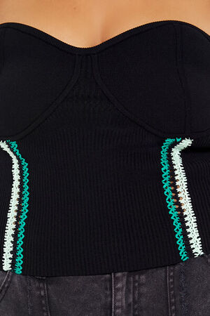 BLACK/MULTI Plus Size Embroidered Tube Top, image 3
