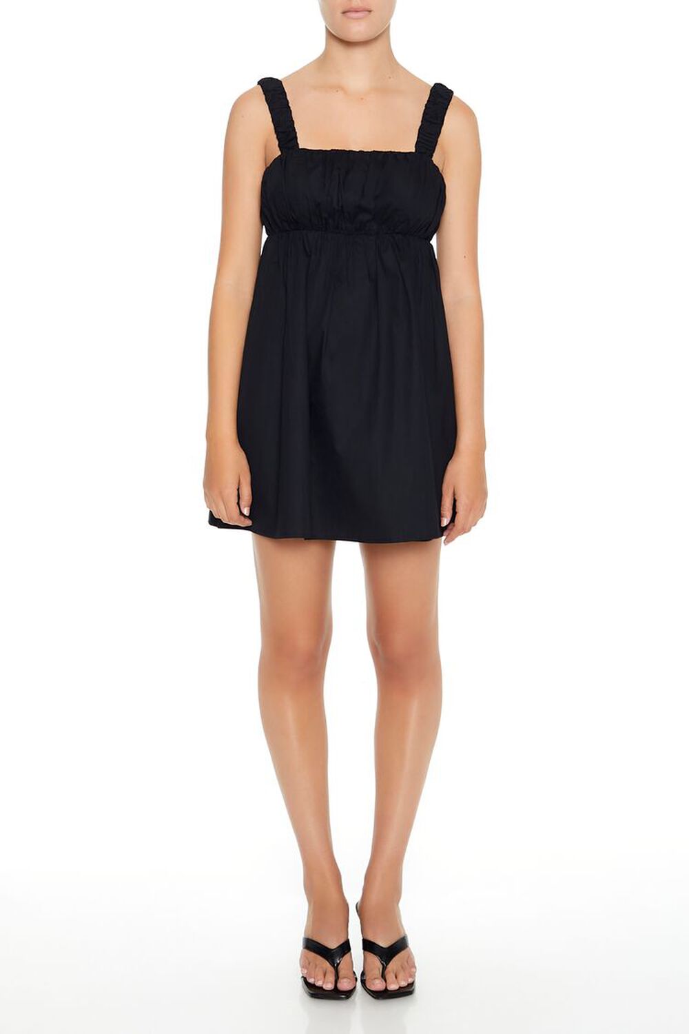 BLACK Poplin Babydoll Mini Dress, image 1