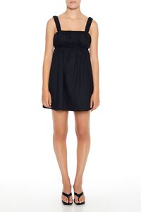 BLACK Poplin Babydoll Mini Dress, image 1