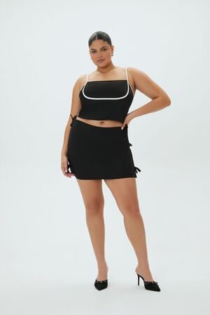 BLACK Plus Size Bow Mini Skirt, image 1