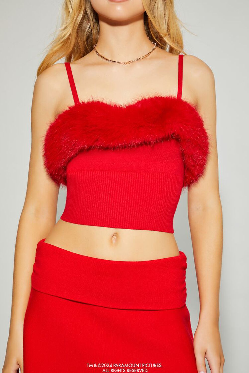 RED Mean Girls Faux Fur Sweater-Knit Cami, image 3