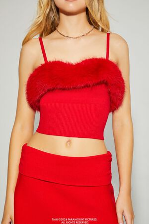 RED Mean Girls Faux Fur Sweater-Knit Cami, image 3
