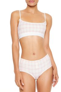 PINK/MULTI Seamless Plaid Bow Shortie Panties, image 3