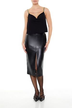 BLACK Rhinestone Chain Satin Cami, image 2