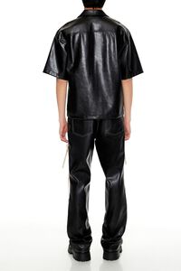 BLACK/CREAM Two-Tone Faux Leather Flare Pants, image 4