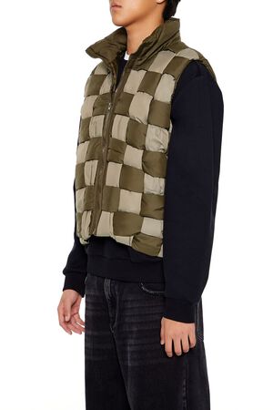 OLIVE/LIGHT OLIVE Checkered Basketwoven Vest, image 3