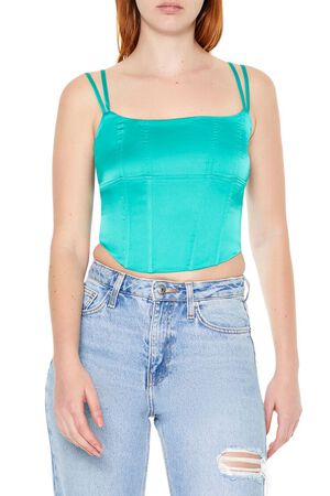 JADE Satin Lace-Up Cropped Cami, image 1