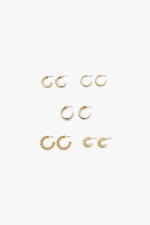 BLACK/GOLD Enamel Hoop Earring Set, image 1