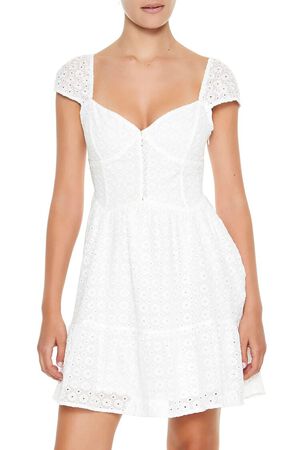 WHITE Eyelet Bustier Flounce Mini Dress, image 2