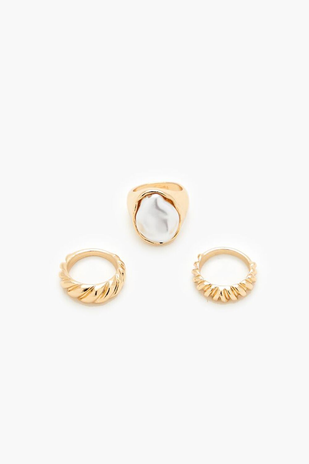 GOLD/CREAM Faux Pearl Cocktail Ring Set, image 2