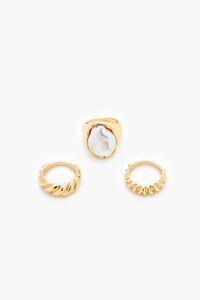 GOLD/CREAM Faux Pearl Cocktail Ring Set, image 2