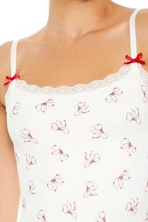 WHITE/HIGH RISK RED Seamless Bow Lingerie Bodysuit, image 3