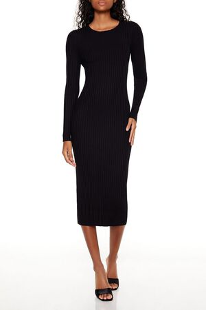 LIGHT GREY Bodycon Midi Sweater Dress, image 1